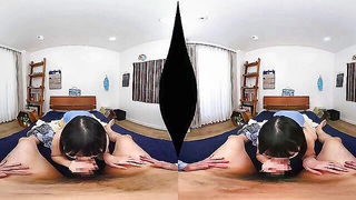 Amateur couple on a living room sofa in explicit scene
