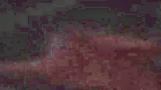 Couple on a patterned bedspread in an explicit scene