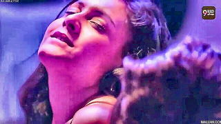 Close frame of an explicit scene in sharp indoor light