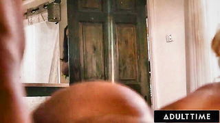 Close frame of an explicit scene in sharp indoor light