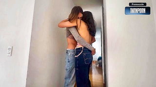 Couple mid-scene in a dim bedroom