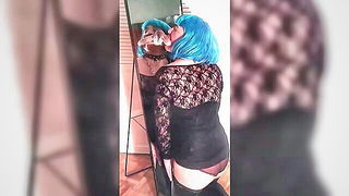 Close frame of an explicit scene in sharp indoor light