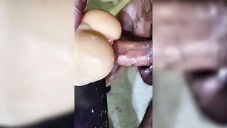 Close frame of an explicit scene in sharp indoor light