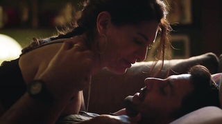 Close frame of an explicit scene in sharp indoor light