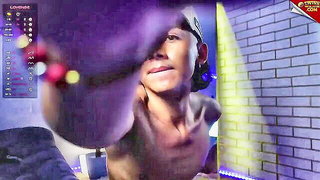 Close frame of an explicit scene in sharp indoor light