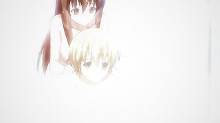 Couple on a made bed in an explicit scene