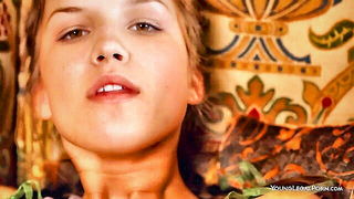 Close frame of an explicit scene in sharp indoor light