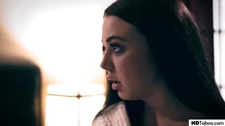 Close frame of an explicit scene in sharp indoor light