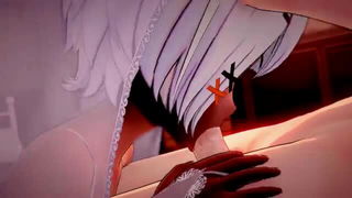 Explicit massage scene in a softly lit room