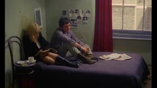 Close frame of an explicit scene in sharp indoor light