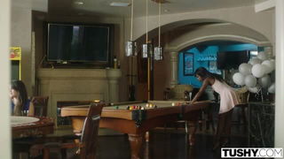 Close frame of an explicit scene in sharp indoor light
