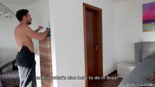 Explicit doggy style scene on a wide bed