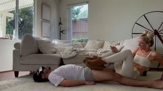 Explicit doggy style scene on a wide bed