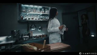 Couple mid-scene in a dim bedroom