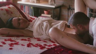 Close frame of an explicit scene in sharp indoor light