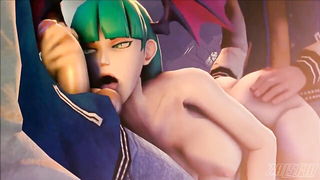 Explicit massage scene in a softly lit room